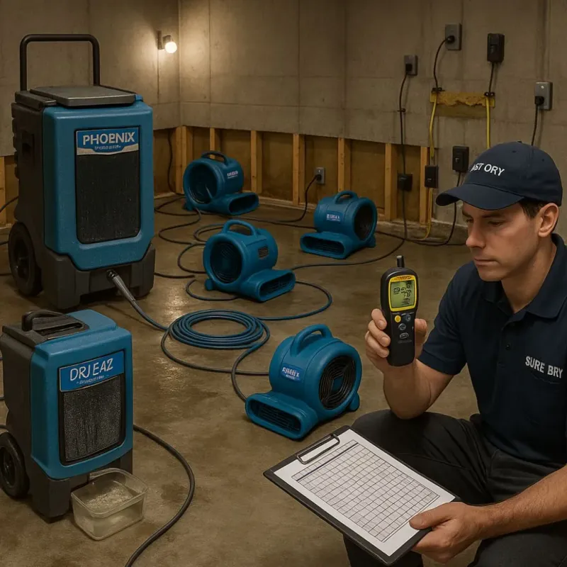 Structural Drying and Dehumidification process in Joint Base Lewis McChord, WA